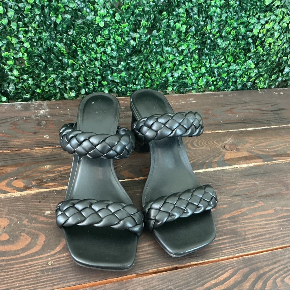 Black‎ Braided Slide Sandals